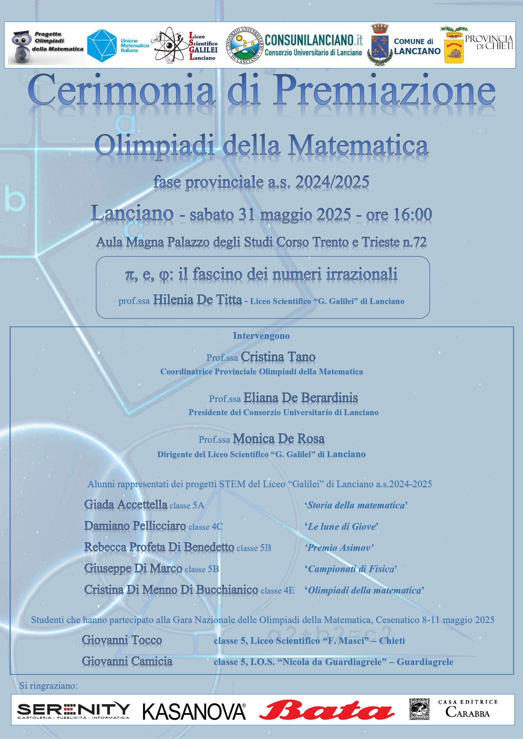 PREMIAZIONE OLIMPIADI DELLA MATEMATICA